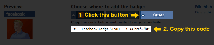 Facebook Badge instructions